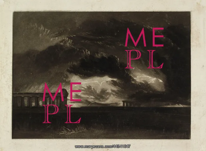 : Paestum - mezzotint on paper - after Joseph Mallord William Turner (1775 - 1851), designer : Paestum - mezzotint on paper - after Joseph Mallord William Turner (1775 - 1851), designer