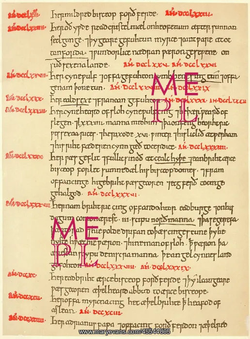 : Page from the Anglo-Saxon Chronicle : Page from the Anglo-Saxon Chronicle
