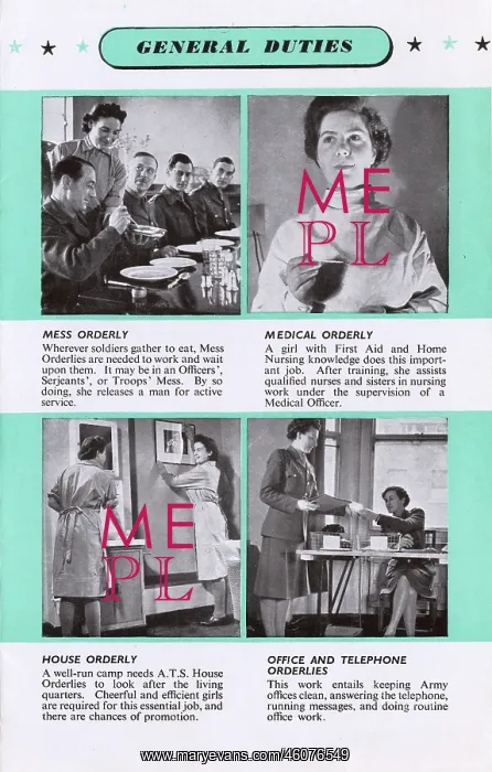 : Page in an ATS recruitment leaflet, WW2 : Page in an ATS recruitment leaflet, WW2