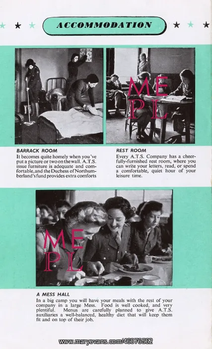 : Page in an ATS recruitment leaflet, WW2 : Page in an ATS recruitment leaflet, WW2
