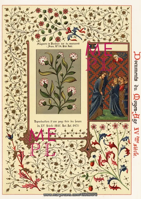 : Page from a Book of Hours, and fragment of a border : Page from a Book of Hours, and fragment of a border