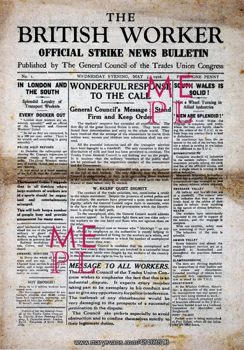 : Front page of The British Worker published by : Front page of The British Worker published by