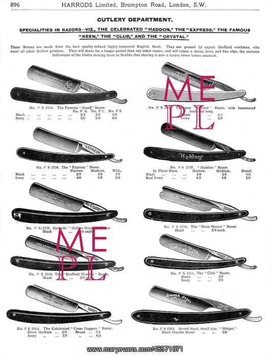 : Page from catalogue of safety razors : Page from catalogue of safety razors
