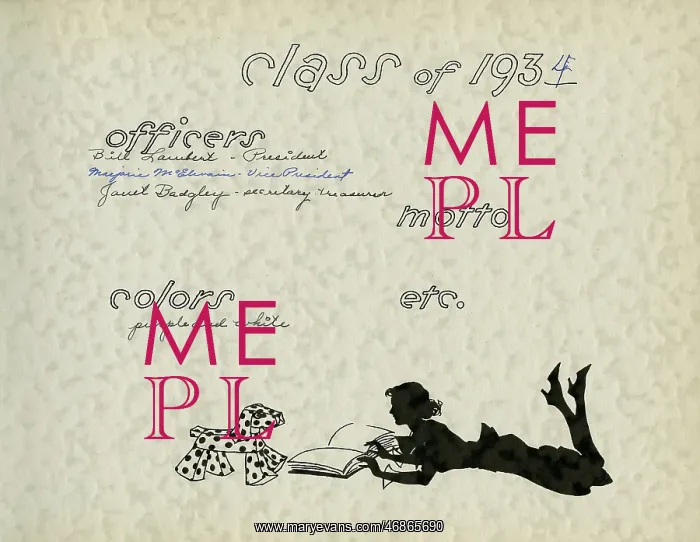 : Page design, class of 1934, School Silhouettes : Page design, class of 1934, School Silhouettes