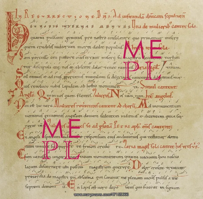 : Page from the Easter liturgy, in Latin : Page from the Easter liturgy, in Latin