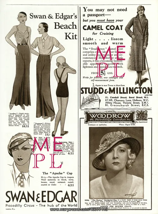 : Page of fashion adverts - May 1933 : Page of fashion adverts - May 1933