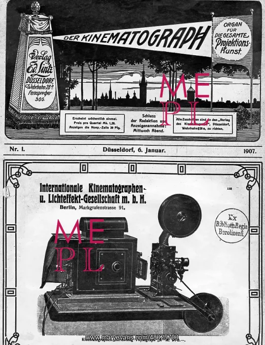 : Front page of the first edition of the Kinematograph, 1907 : Front page of the first edition of the Kinematograph, 1907