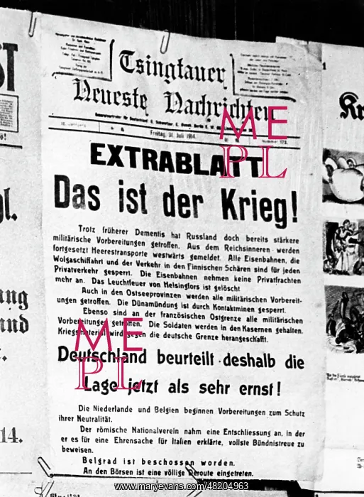 : Front page of a German colonial paper, 1914 : Front page of a German colonial paper, 1914