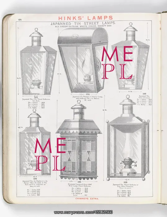 : Page from Hinks Lamps catalogue : Page from Hinks Lamps catalogue