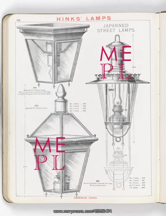 : Page from Hinks Lamps catalogue : Page from Hinks Lamps catalogue