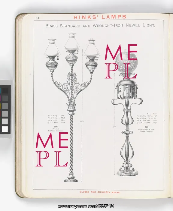 : Page from Hinks Lamps catalogue : Page from Hinks Lamps catalogue