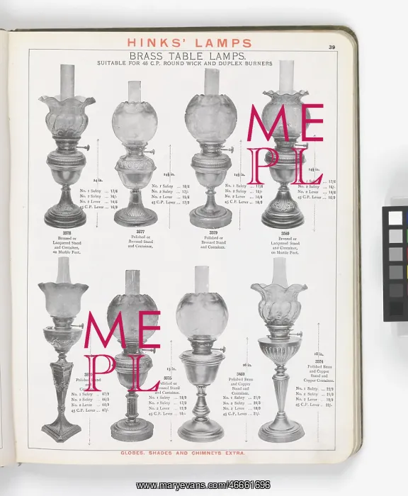 : Page from Hinks Lamps catalogue : Page from Hinks Lamps catalogue