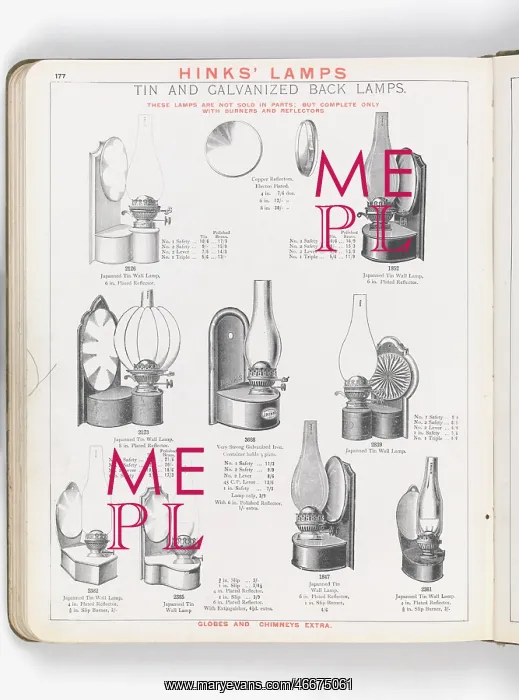 : Page from Hinks Lamps catalogue : Page from Hinks Lamps catalogue
