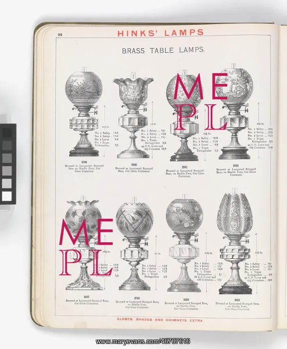 : Page from Hinks Lamps catalogue : Page from Hinks Lamps catalogue