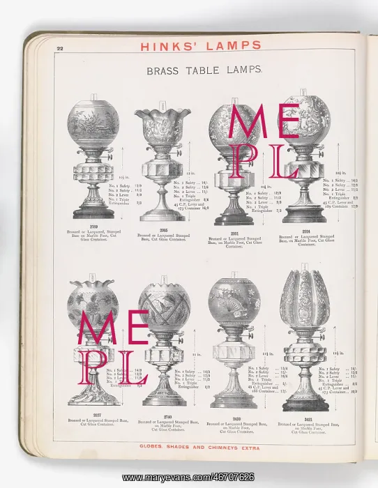 : Page from Hinks Lamps catalogue : Page from Hinks Lamps catalogue