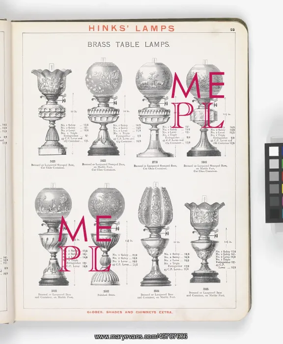 : Page from Hinks Lamps catalogue : Page from Hinks Lamps catalogue