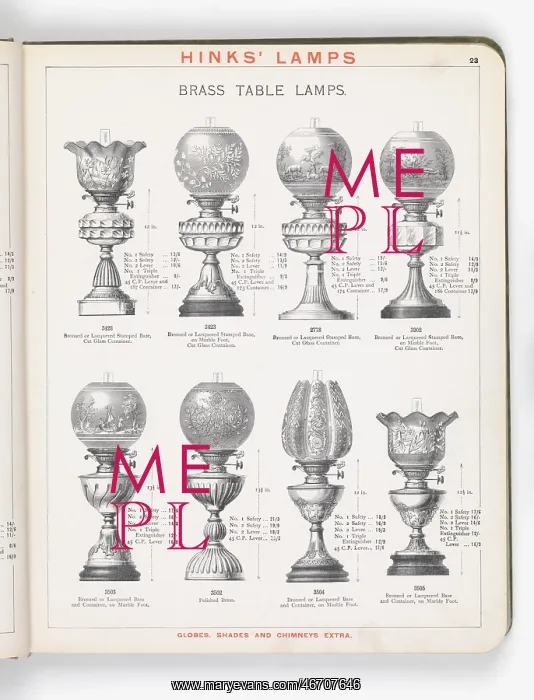 : Page from Hinks Lamps catalogue : Page from Hinks Lamps catalogue