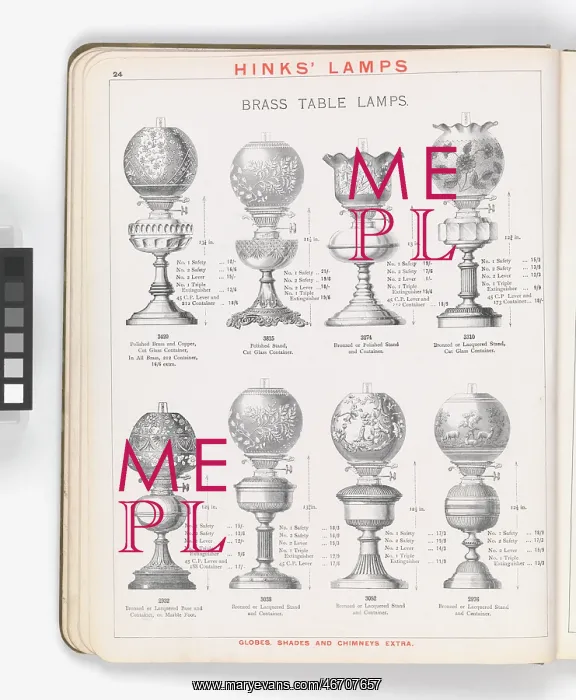 : Page from Hinks Lamps catalogue : Page from Hinks Lamps catalogue