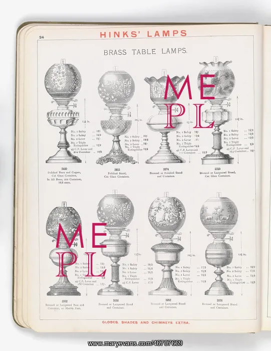 : Page from Hinks Lamps catalogue : Page from Hinks Lamps catalogue