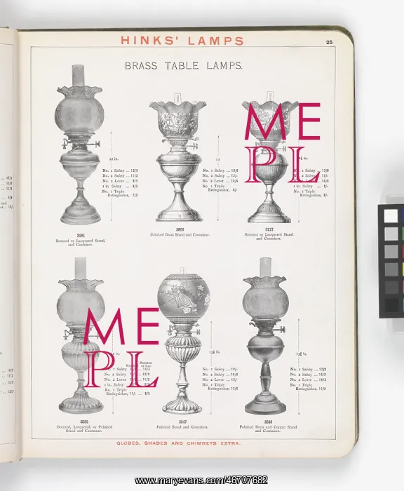 : Page from Hinks Lamps catalogue : Page from Hinks Lamps catalogue