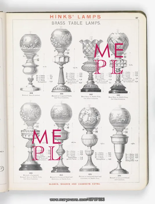 : Page from Hinks Lamps catalogue : Page from Hinks Lamps catalogue