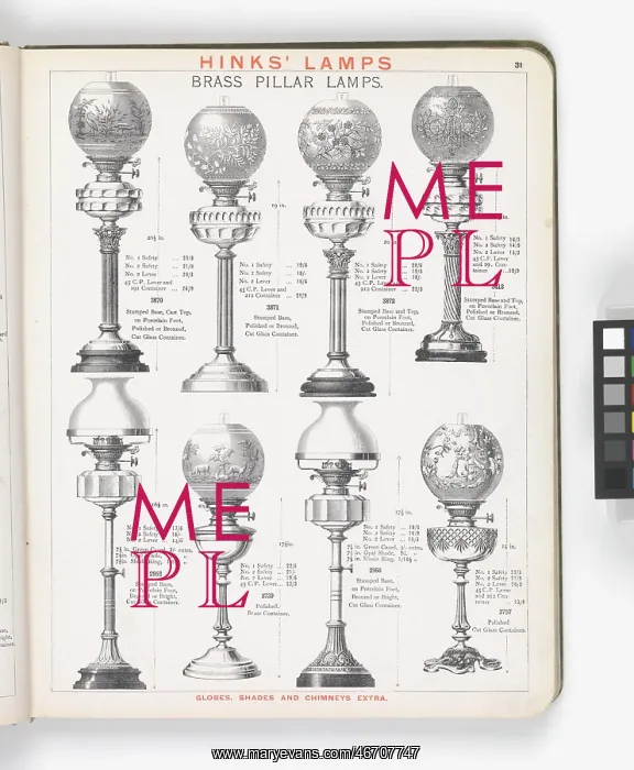 : Page from Hinks Lamps catalogue : Page from Hinks Lamps catalogue