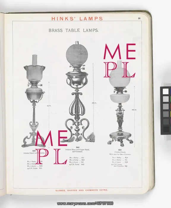 : Page from Hinks Lamps catalogue : Page from Hinks Lamps catalogue