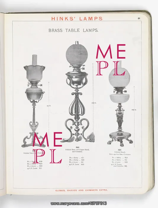 : Page from Hinks Lamps catalogue : Page from Hinks Lamps catalogue