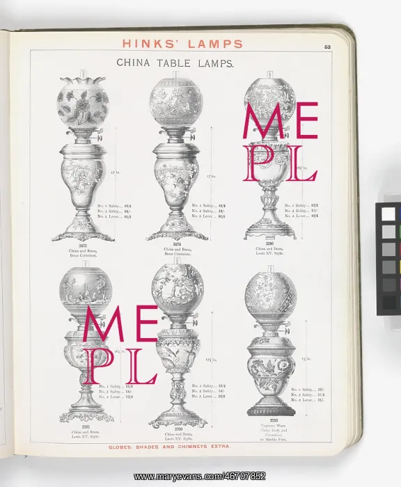 : Page from Hinks Lamps catalogue : Page from Hinks Lamps catalogue