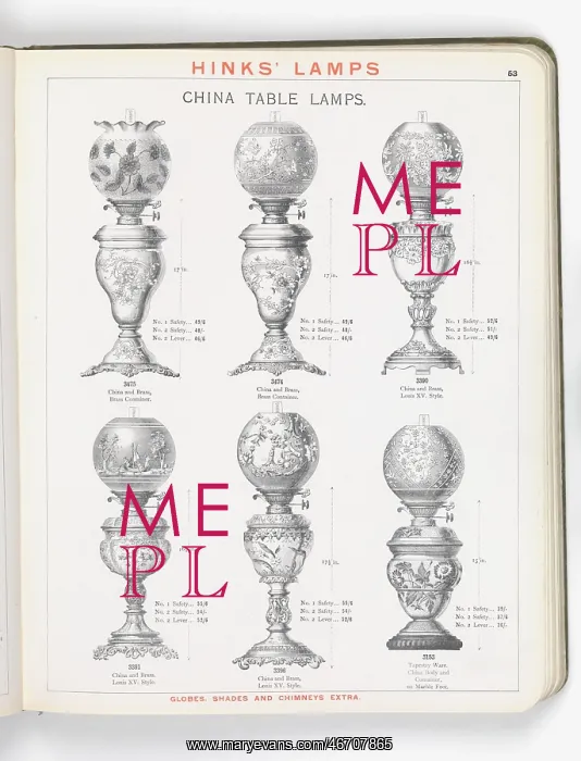 : Page from Hinks Lamps catalogue : Page from Hinks Lamps catalogue
