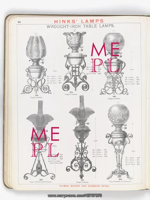 : Page from Hinks Lamps catalogue : Page from Hinks Lamps catalogue