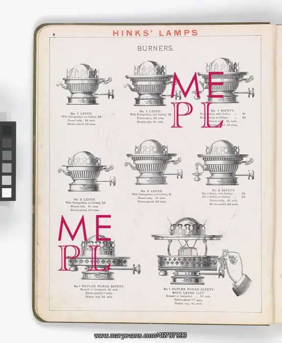 : Page from Hinks Lamps catalogue : Page from Hinks Lamps catalogue