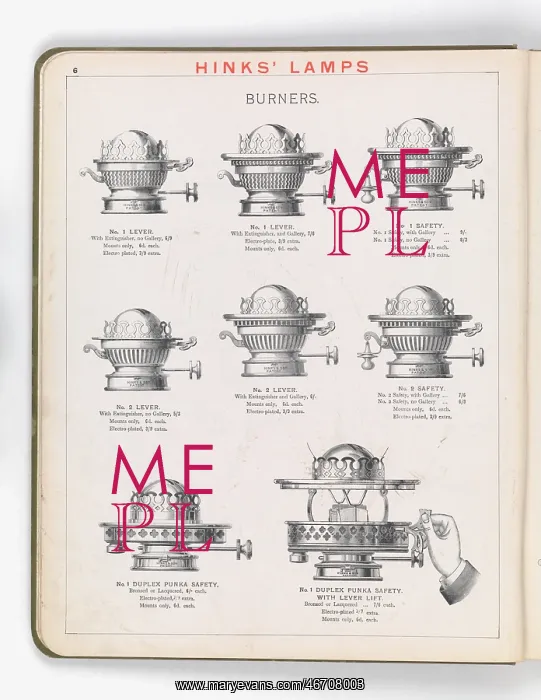 : Page from Hinks Lamps catalogue : Page from Hinks Lamps catalogue