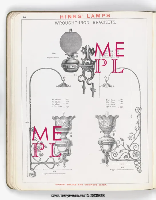 : Page from Hinks Lamps catalogue : Page from Hinks Lamps catalogue