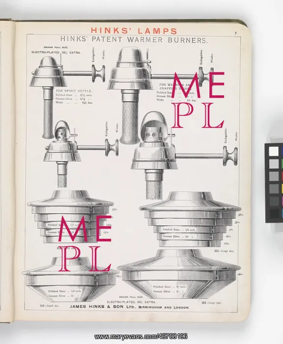 : Page from Hinks Lamps catalogue : Page from Hinks Lamps catalogue