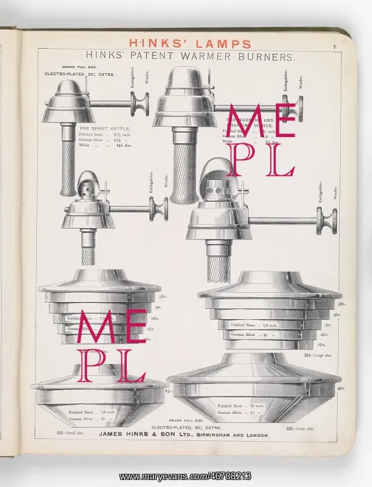 : Page from Hinks Lamps catalogue : Page from Hinks Lamps catalogue
