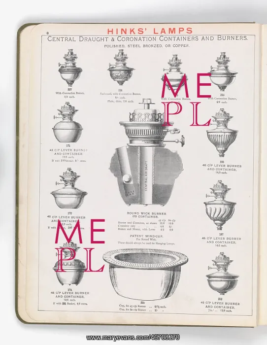 : Page from Hinks Lamps catalogue : Page from Hinks Lamps catalogue