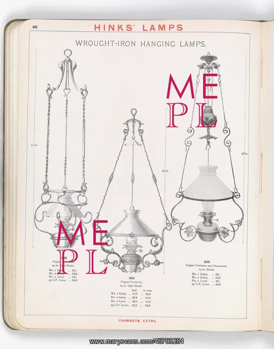 : Page from Hinks Lamps catalogue : Page from Hinks Lamps catalogue