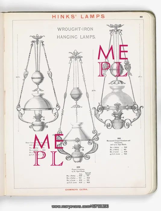 : Page from Hinks Lamps catalogue : Page from Hinks Lamps catalogue