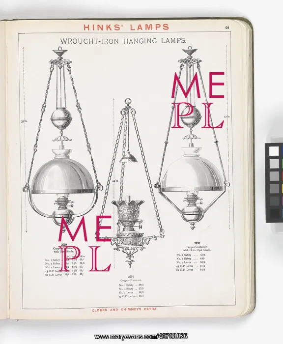 : Page from Hinks Lamps catalogue : Page from Hinks Lamps catalogue
