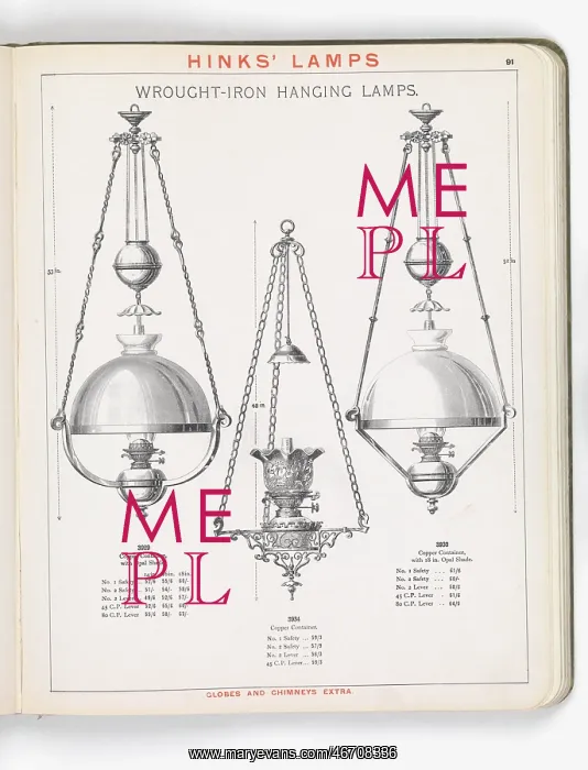 : Page from Hinks Lamps catalogue : Page from Hinks Lamps catalogue