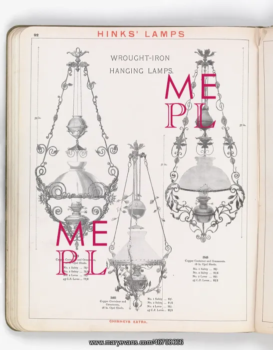 : Page from Hinks Lamps catalogue : Page from Hinks Lamps catalogue