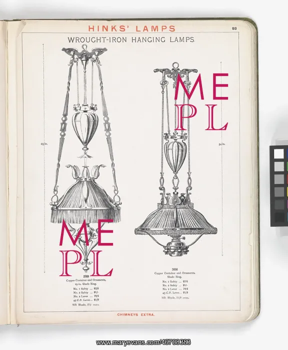 : Page from Hinks Lamps catalogue : Page from Hinks Lamps catalogue