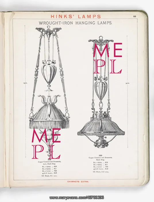 : Page from Hinks Lamps catalogue : Page from Hinks Lamps catalogue