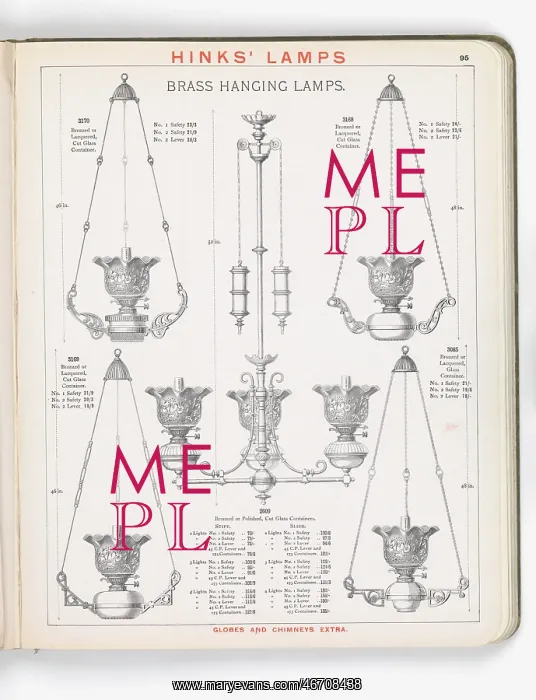 : Page from Hinks Lamps catalogue : Page from Hinks Lamps catalogue
