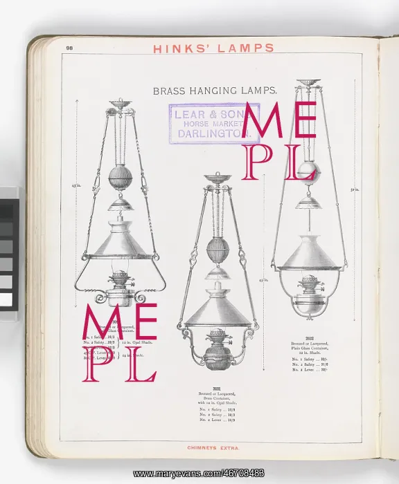 : Page from Hinks Lamps catalogue : Page from Hinks Lamps catalogue