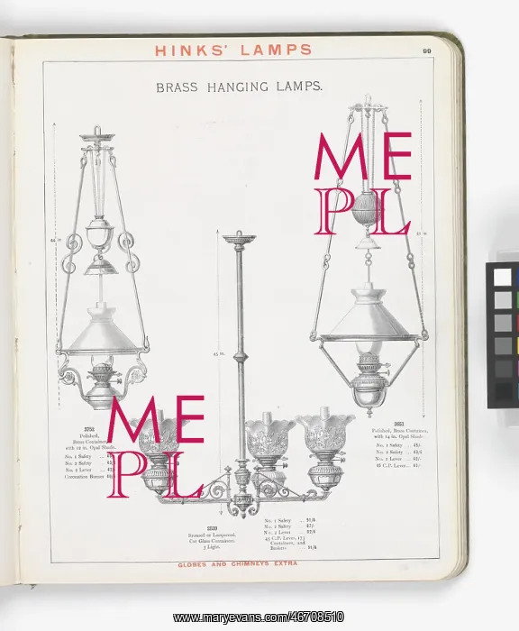 : Page from Hinks Lamps catalogue : Page from Hinks Lamps catalogue