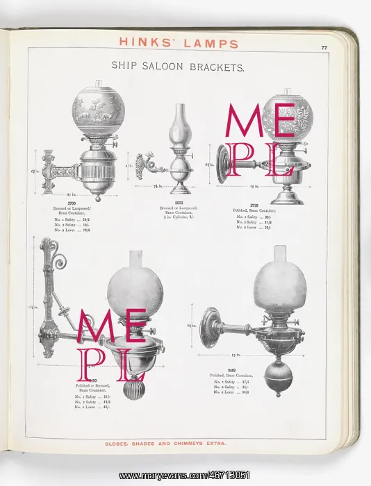 : Page from Hinks Lamps catalogue : Page from Hinks Lamps catalogue