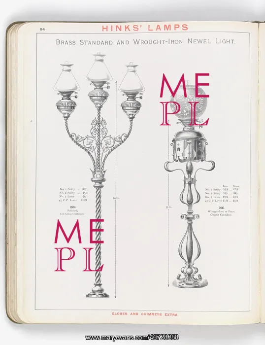 : Page from Hinks Lamps catalogue : Page from Hinks Lamps catalogue