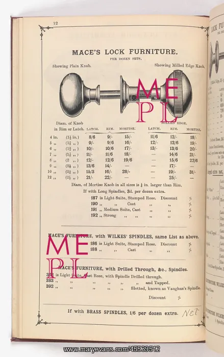 : Page from Illustrated Catalogue of Machine-Made and Cast Ca : Page from Illustrated Catalogue of Machine-Made and Cast Ca